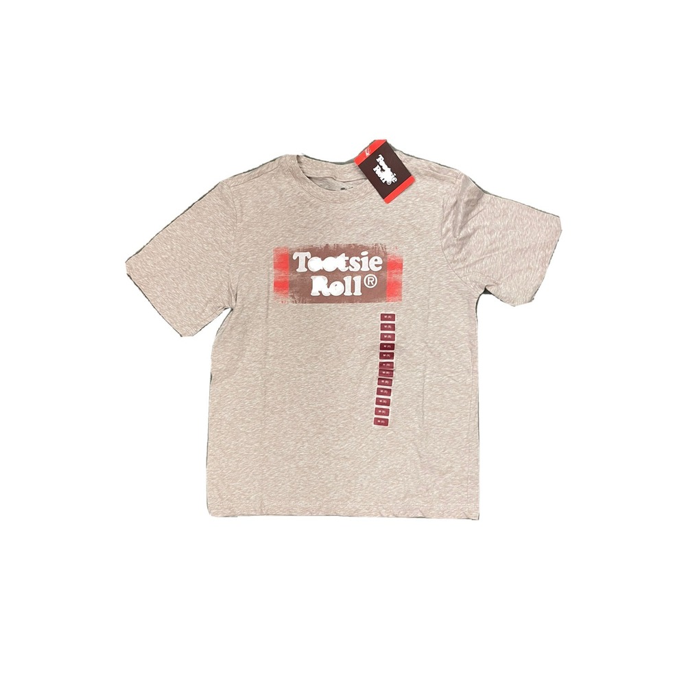 Tootsie Roll Boys Heather Tan Logo T Shirt Size 8
